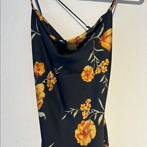 Astr Gaia Black Dress with Yellow Floral Accents
